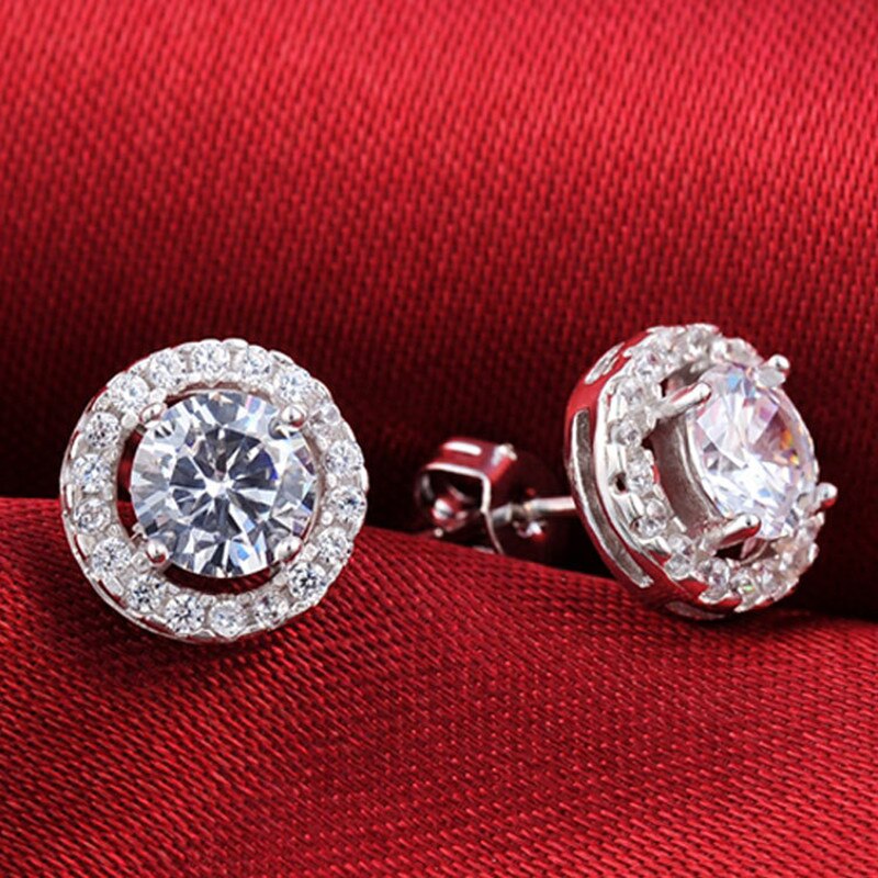 Sterling Silver CZ Stud Earrings — Brilliant Diamond-Like