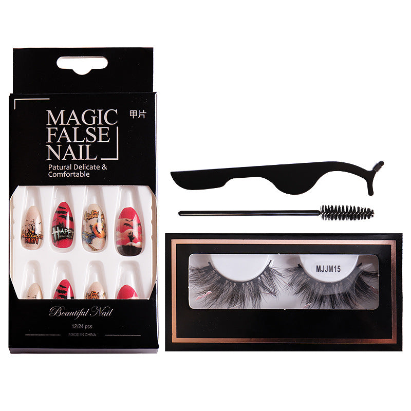 Halloween False Eyelashes & Nail Art Set | Dramatic Look