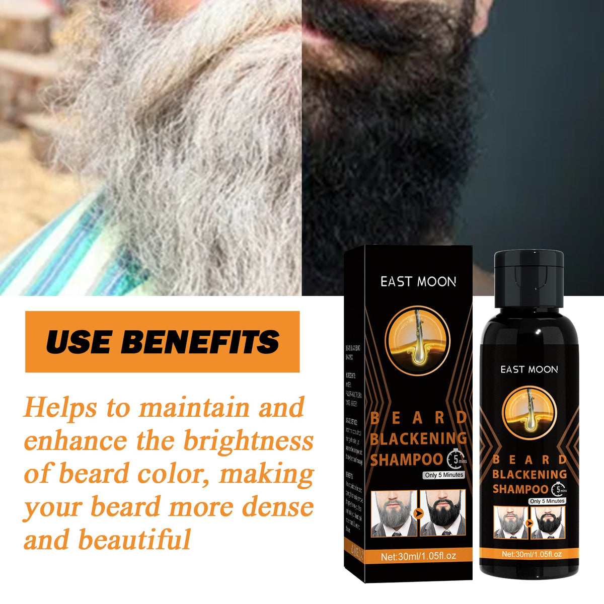 Beard Darkening Shampoo for Gray Hair in 5 Minutes
