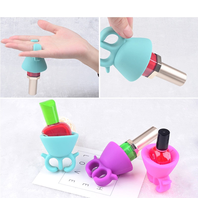 Silicone Nail Polish Holder Ring — Hands-Free Manicure Tool