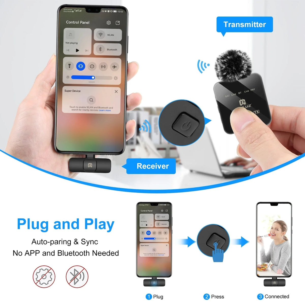 Wireless Lavalier Mic for iPhone & Android — Crystal‑Clear