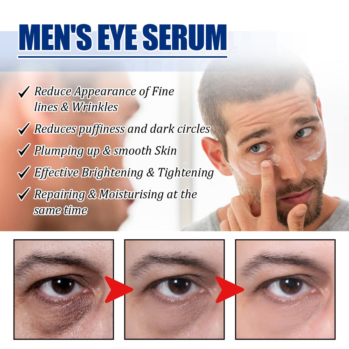 Peptide Eye Gel for Men - Reduce Puffiness & Fine Lines