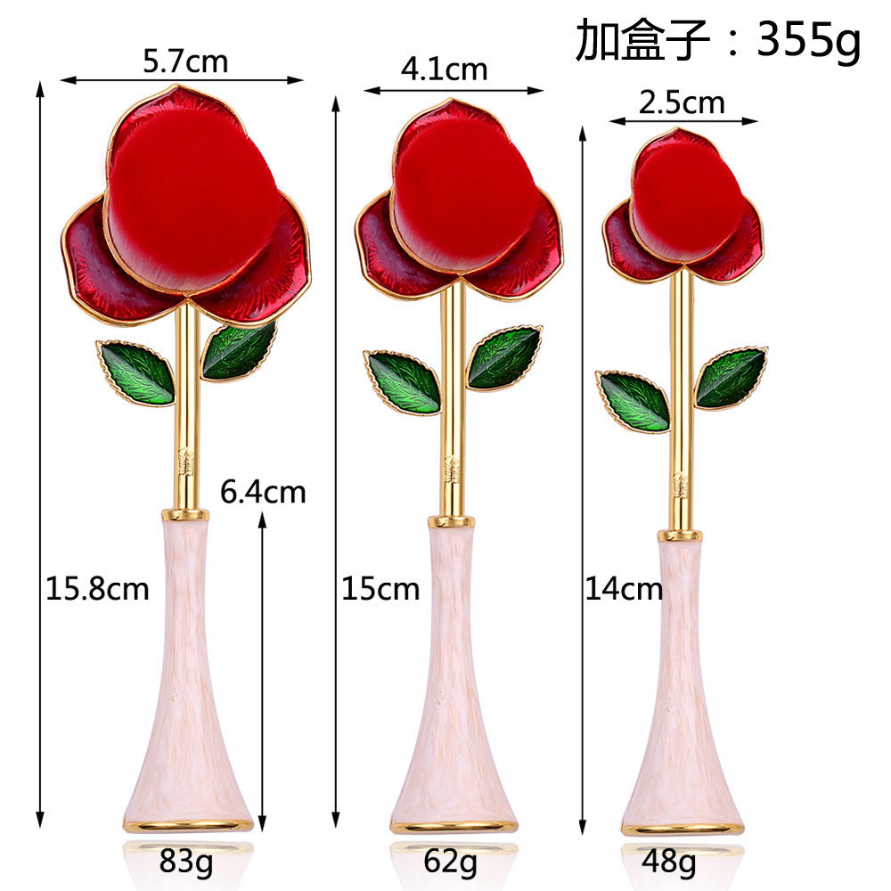 Rose Makeup Brush Set — 3 Enchanted Brushes for a Flawless
