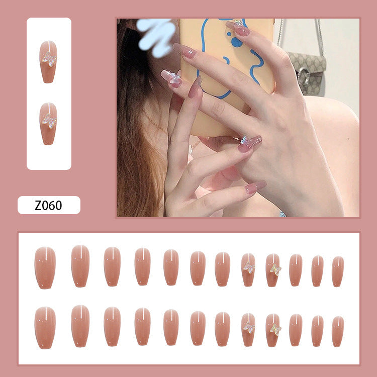 Butterfly Press-On Nails for Glossy Coffin Glamour