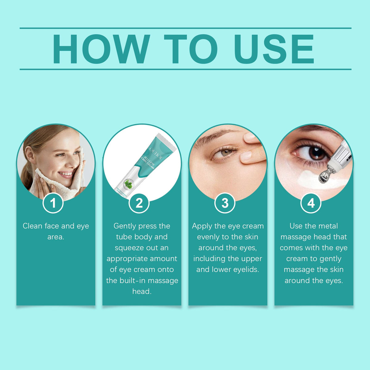 Eye Cream with Rolling Ball Massager — Peptide & Hyaluronic