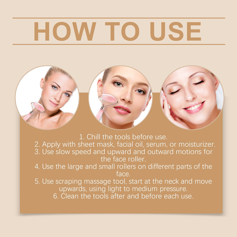 Facial Massage Roller Set for Cooling Skin Relief & Glow