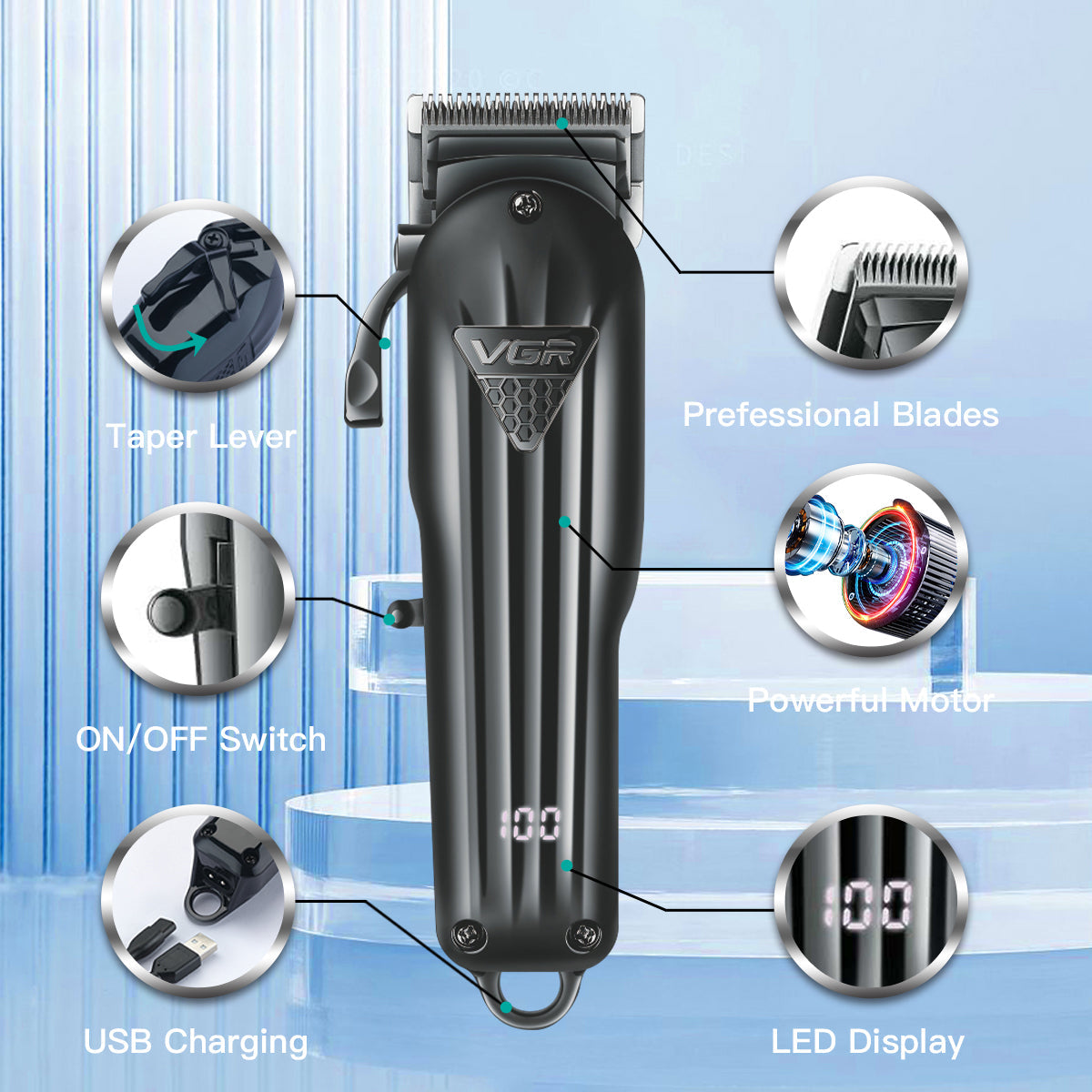Cordless Hair Clipper — Professional Fades, 200-Minute