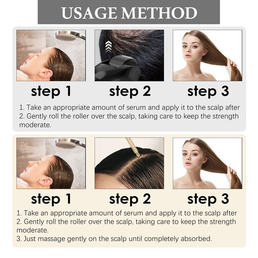 Hair Growth Serum With Scalp Roller for Fuller-Looking Hair