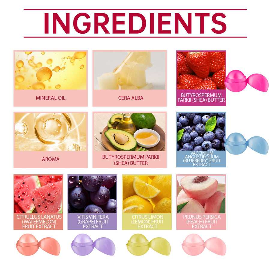 Fruit Lip Balm Set – Cute Hydrating Color-Changing Trio