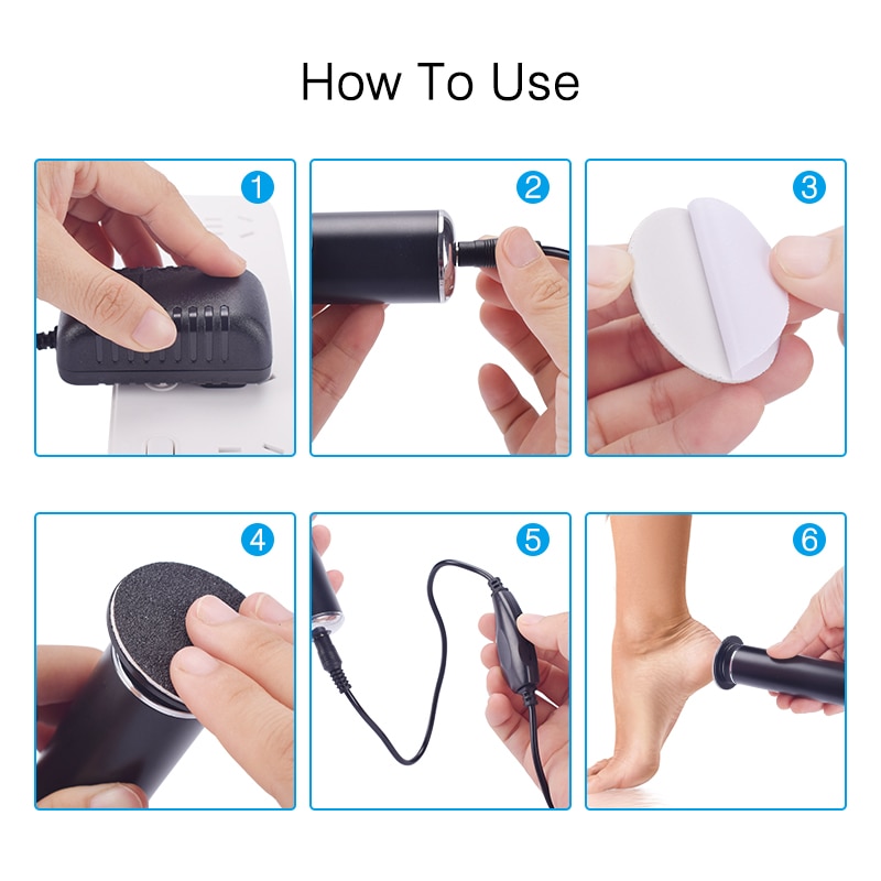 Electric Pedicure File — Removes Calluses with 600 RPM & 60