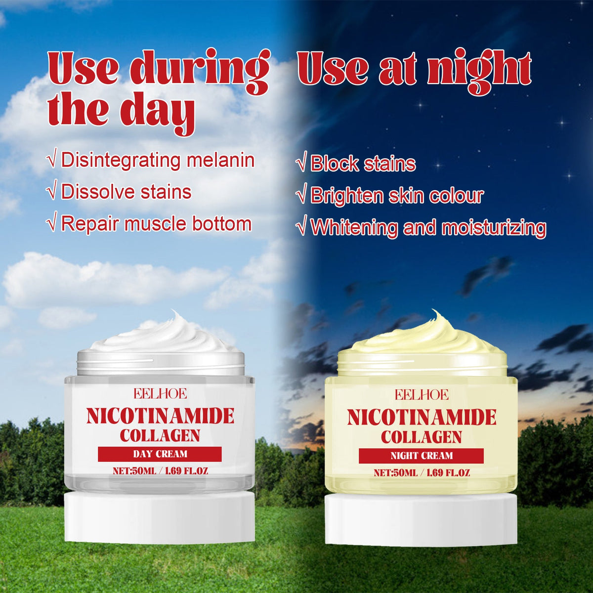 Nicotinamide Collagen Cream Duo for Dark Spots & Dryness