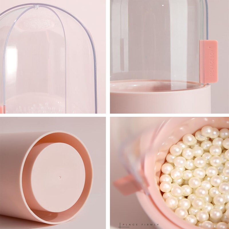 Makeup Brush Storage Box With Rotating Dust-Proof Dome