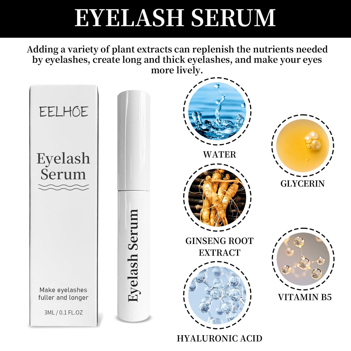 Eyelash Serum for Fuller, Longer-Looking Natural Lashes