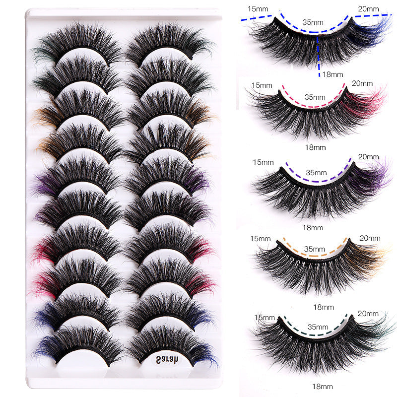 Colored False Eyelashes, 10-Pair Fluffy 8D Volume