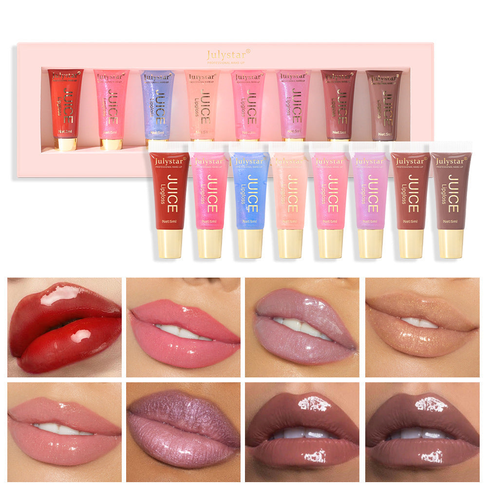 8-Shade Lip Gloss Set for Glossy, Layered Makeup Looks