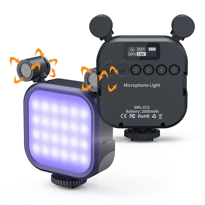 RGB LED Video Light with Built-in Mic — Bright Content