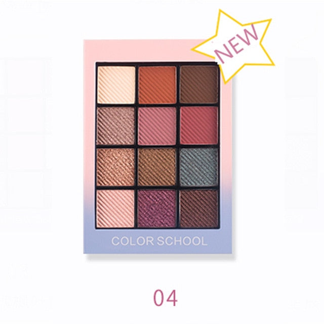 12-Shade Warm Eyeshadow Palette, Matte & Glitter Nudes