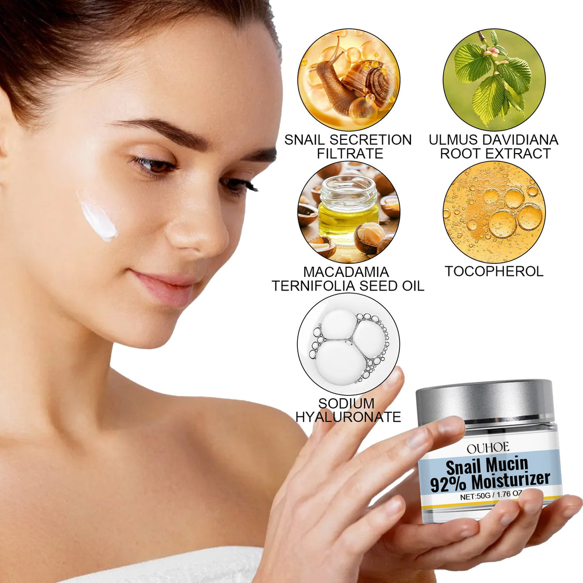 92% Snail Mucin Cream for Firmer, Smoother Skin