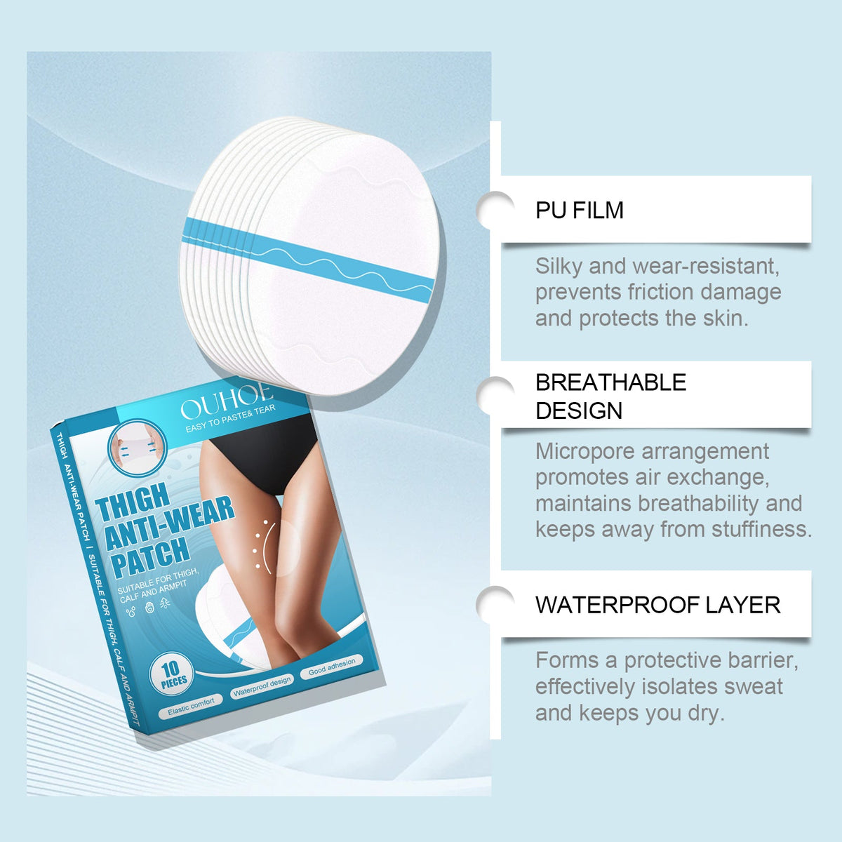 Invisible Anti-Chafing Thigh Patches for Dresses & Shorts