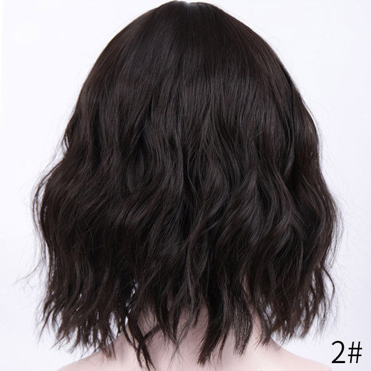 Lavender Curly Bob Wig – Corn Perm Waves, Adjustable Fit
