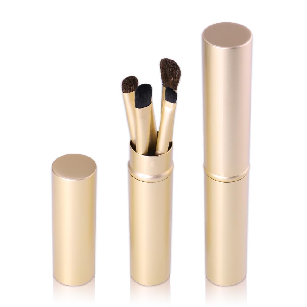 Eye Makeup Brush Set — 5 Precision Brushes in Luxe Gold Tube