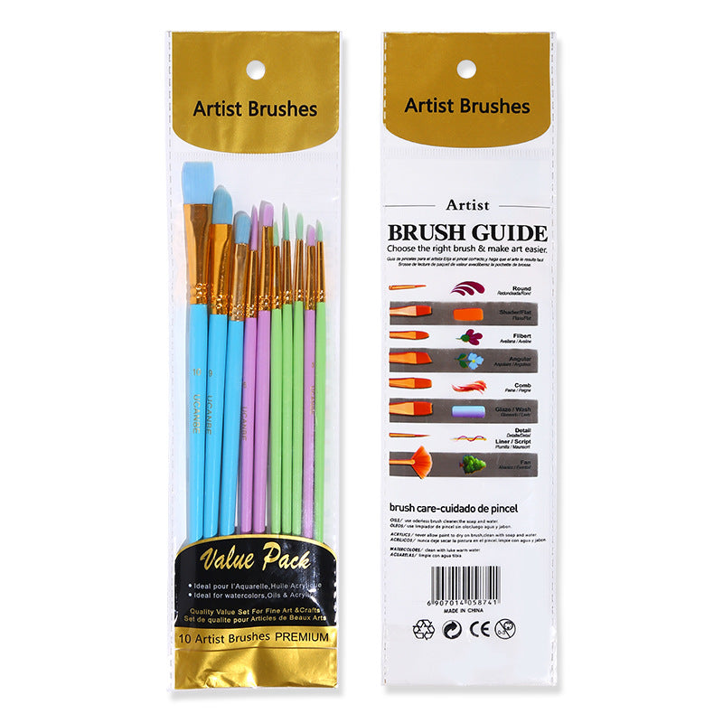 Pastel Paint Brushes Set — 10-Piece for Art & Halloween