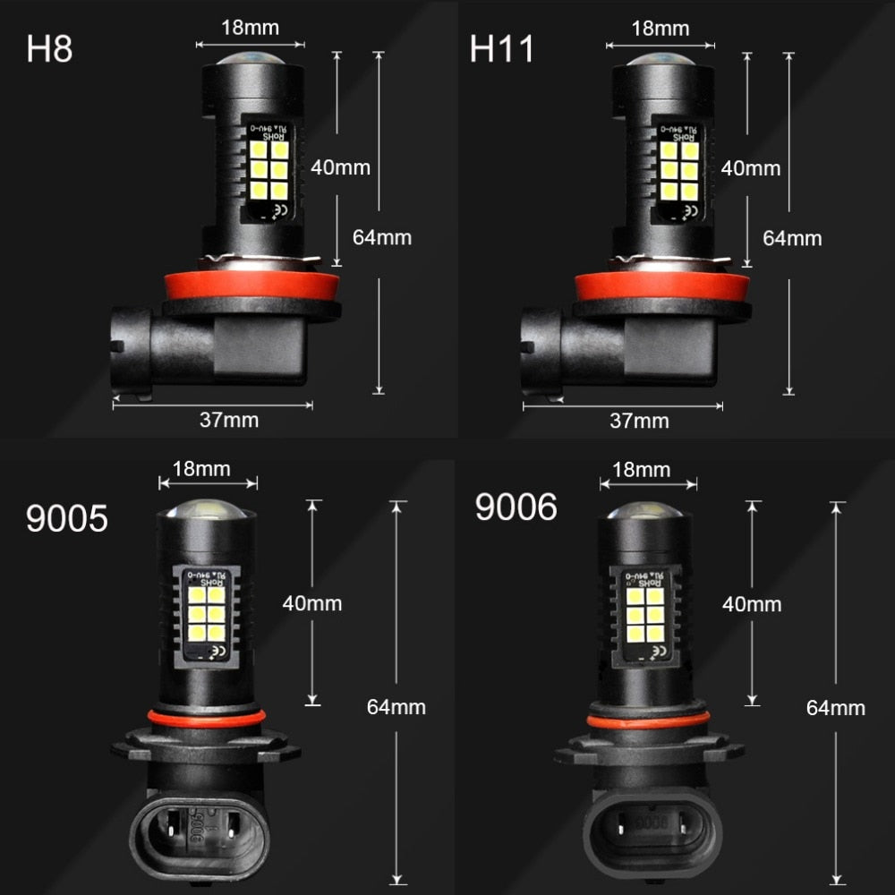 H11 LED Fog Light Bulbs — Daylight 6000K White, 1200LM, 2PCS