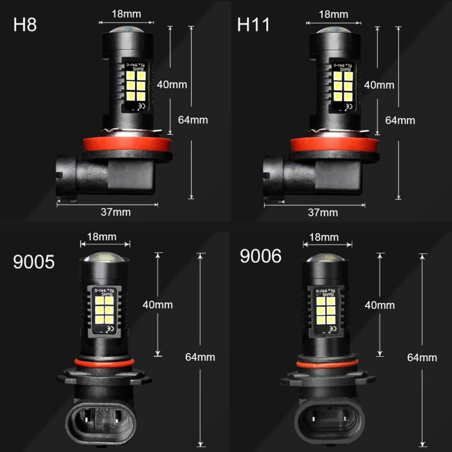 H11 LED Fog Light Bulbs — Daylight 6000K White, 1200LM, 2PCS