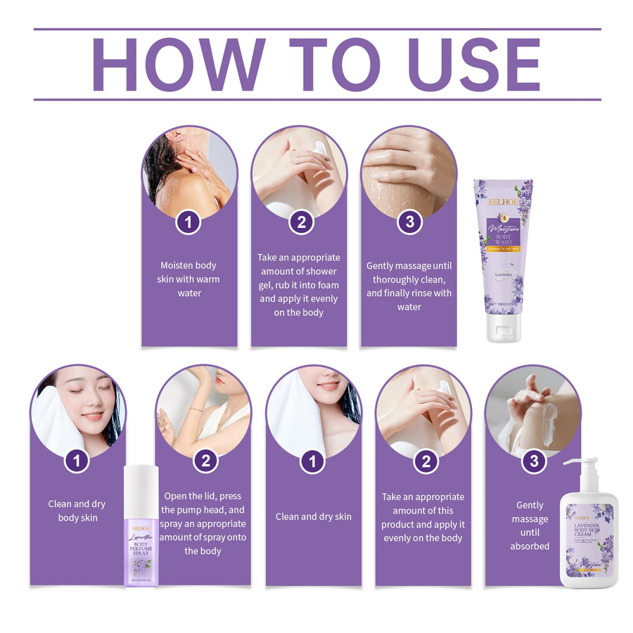 Lavender Body Care Set for Light, Hydrated Skin Feel