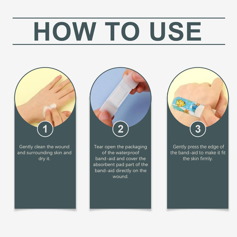 Waterproof Cartoon Bandages for Kids – Stays On Through