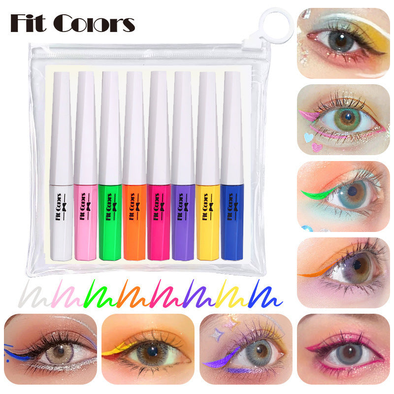 Fluorescent Liquid Eyeliner Set, 8 Vivid Colors Waterproof