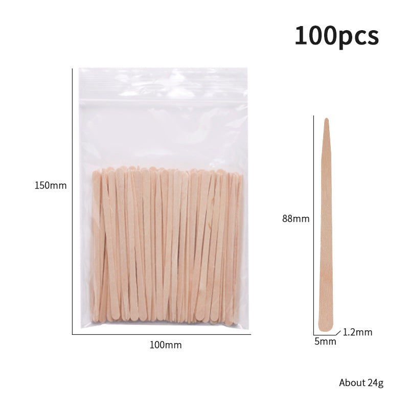 Wax Applicator Sticks 100-Pack — 8 Sizes for Precise Hair