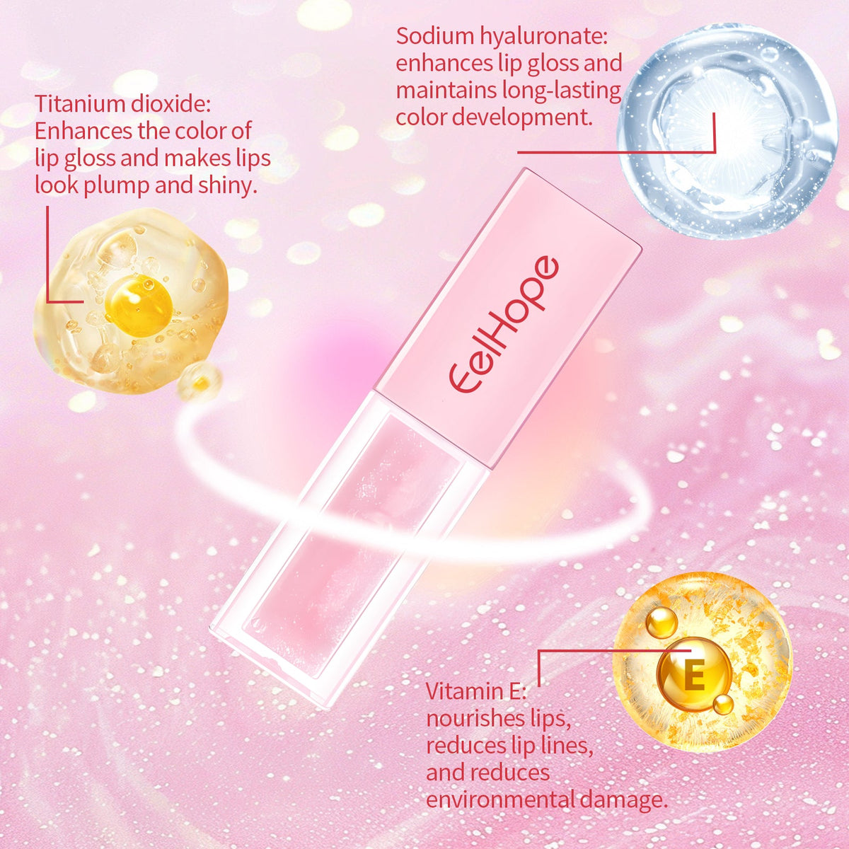 Pheromone Lip Gloss for Sheer Rosy Tint and Juicy Shine