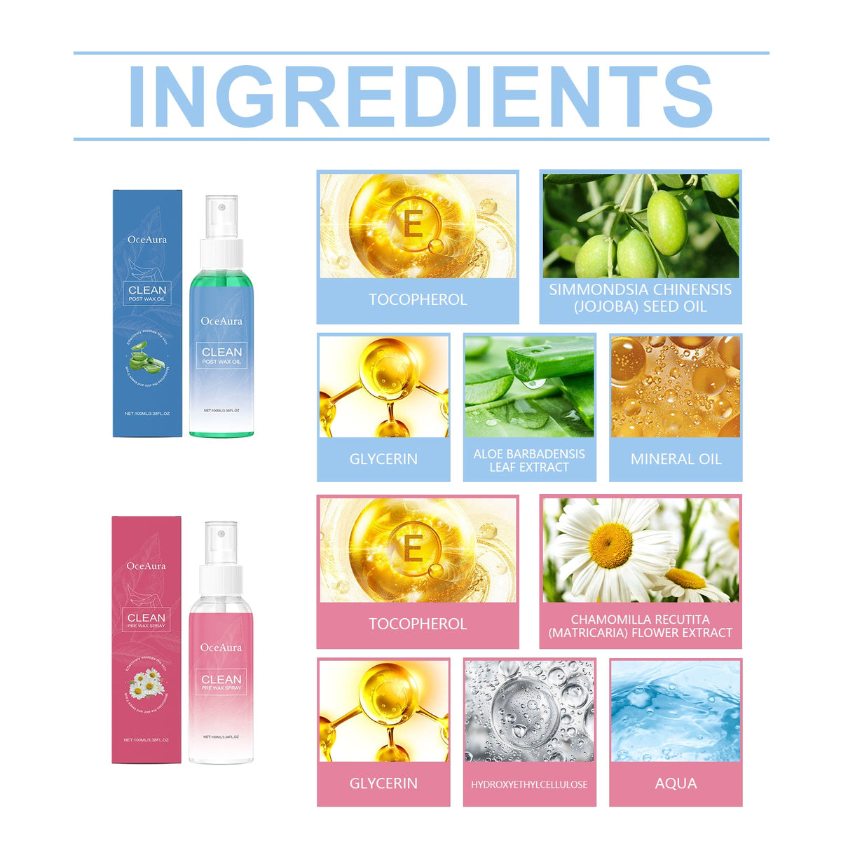 OceAura Pre & Post Wax Spray Duo for Calm Skin
