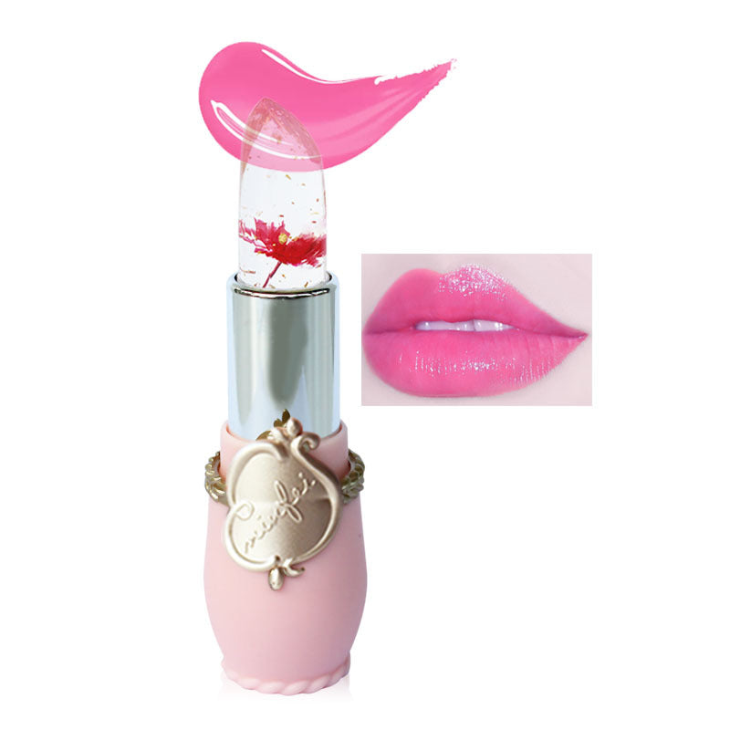 Flower Jelly Lipstick for Glossy Pink-Tinted Lips and Makeup