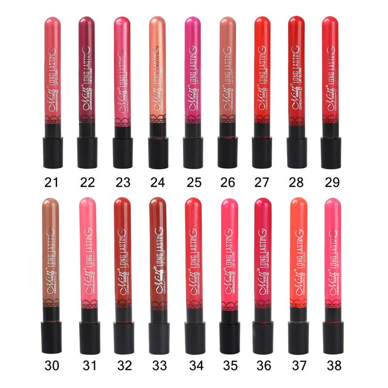 Matte Lip Gloss, 38 Colors for Long-Lasting Color