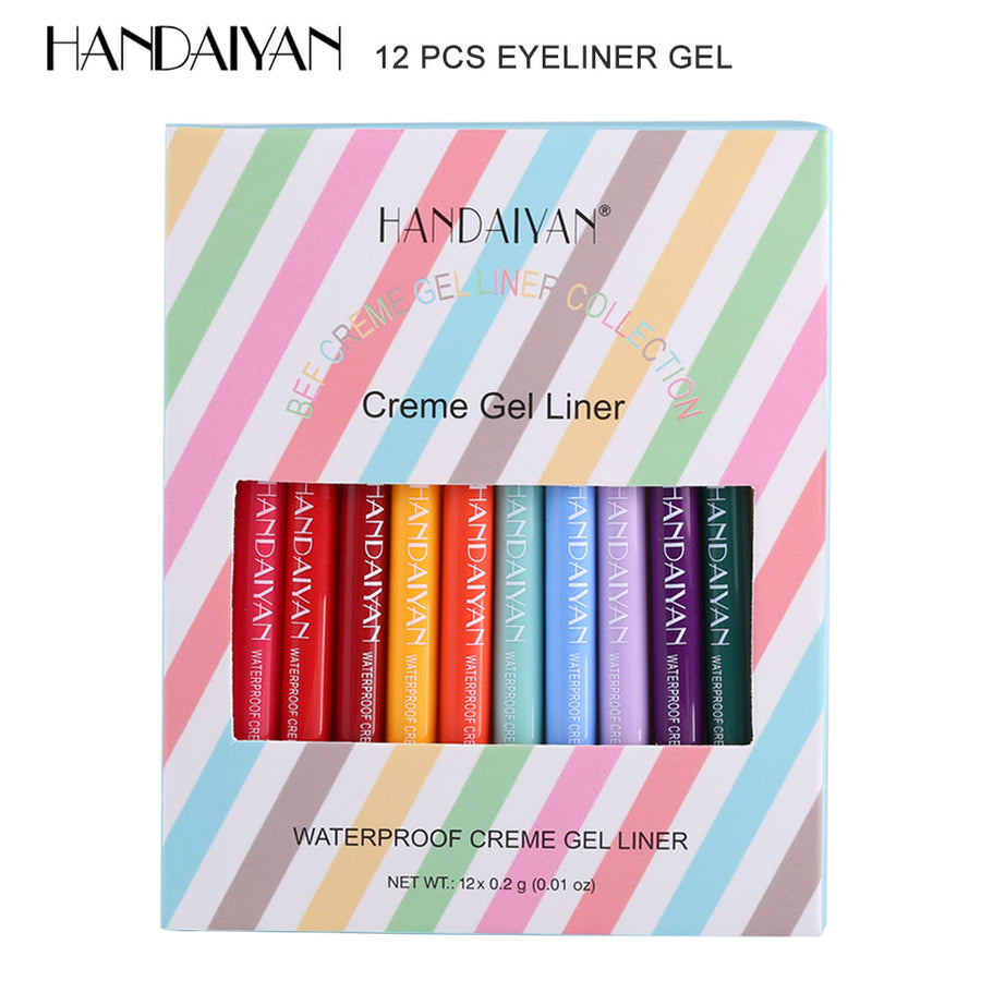 12 Color Gel Eyeliner Pens – Waterproof Quick-Dry