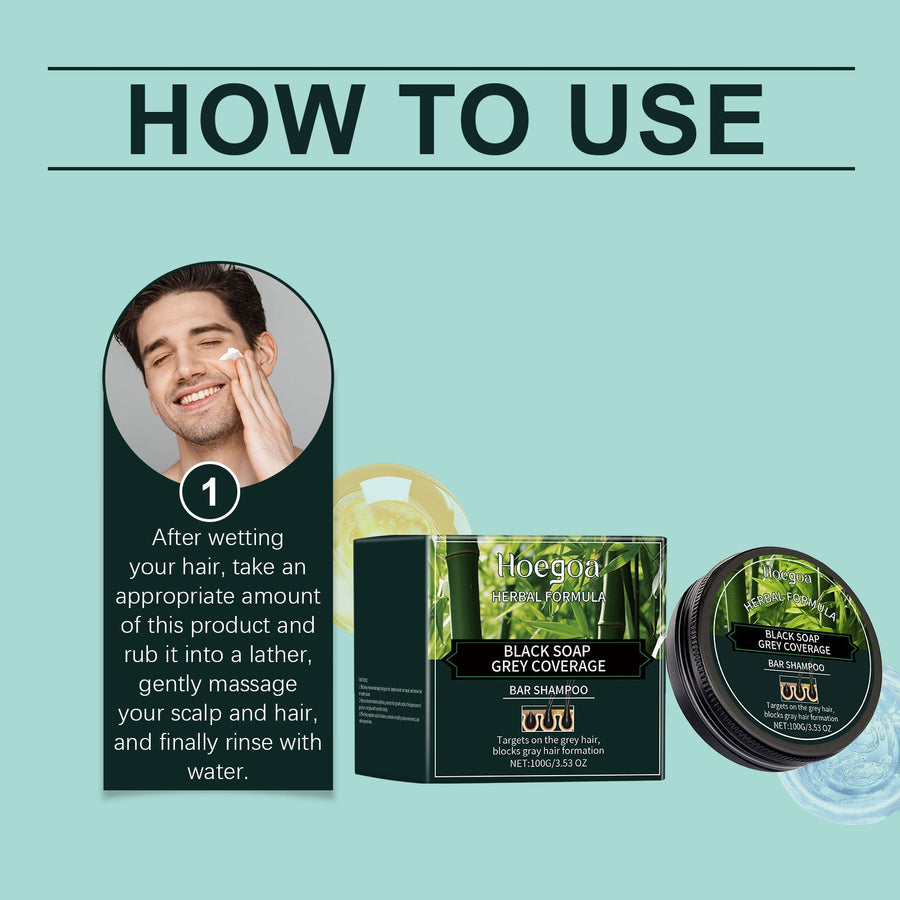 Bamboo Charcoal Shampoo Bar for Grey Hair Coverage