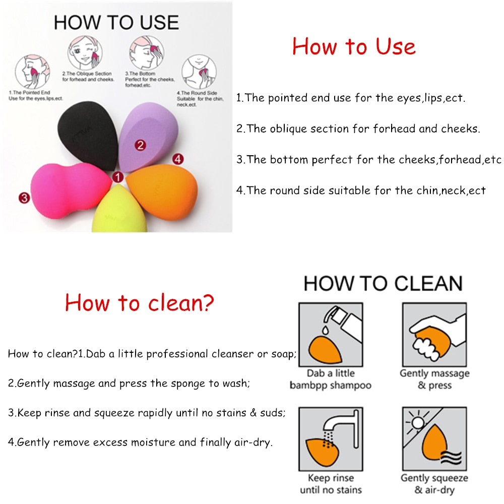 Professional Makeup Sponge Set (5-Piece) — Poreless Finish