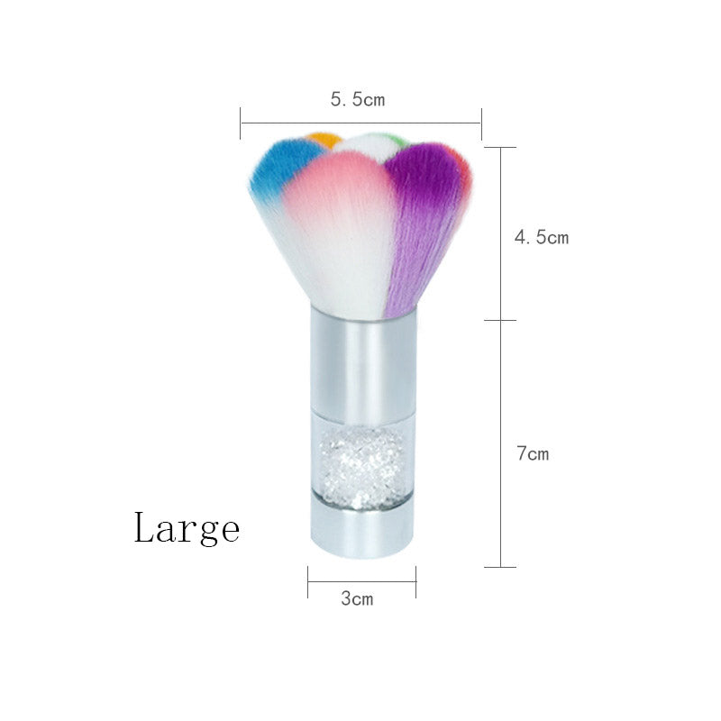 Dust Brush for Nails — Rainbow Fan Shape & Crystal Handle