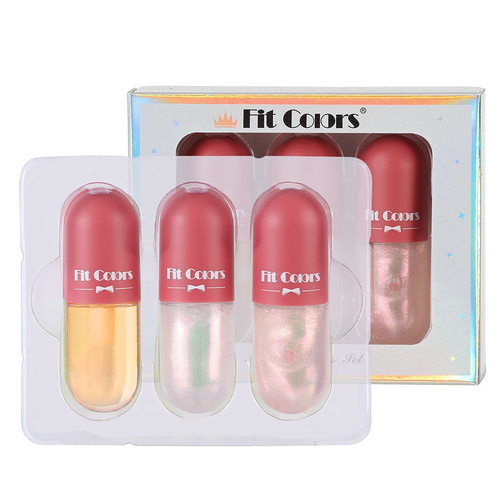 Three-Shade Lip Gloss Set With Shimmer & Moisturizing Color