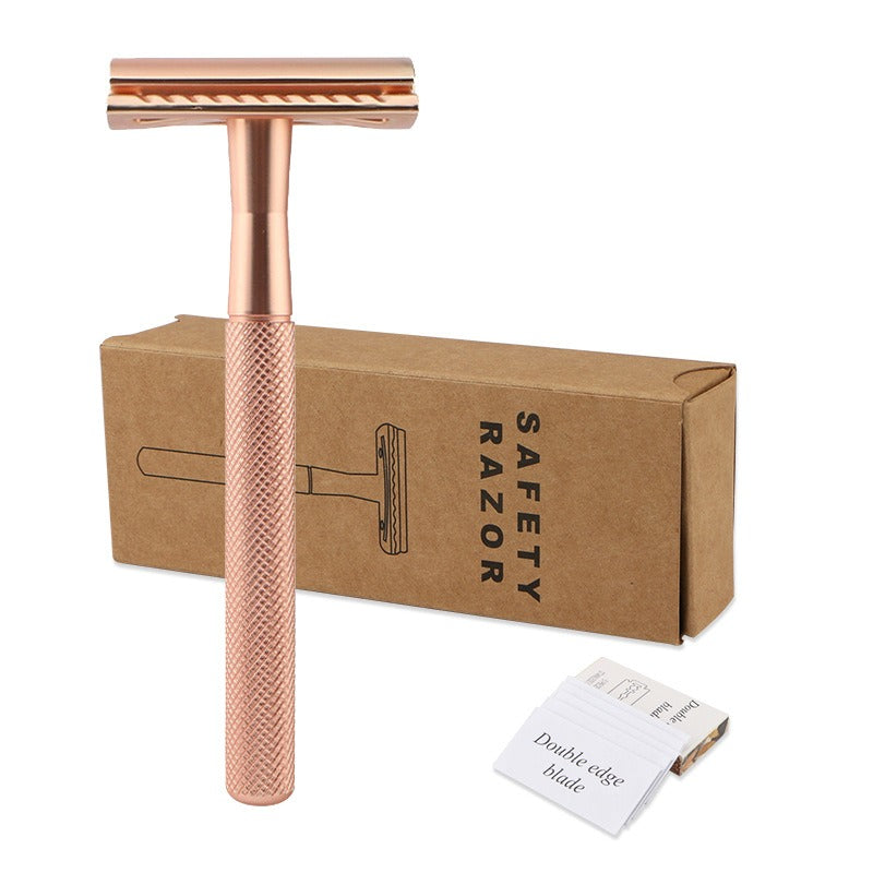 Safety Razor — Manual Shaver, Rose Gold, 10 Blades