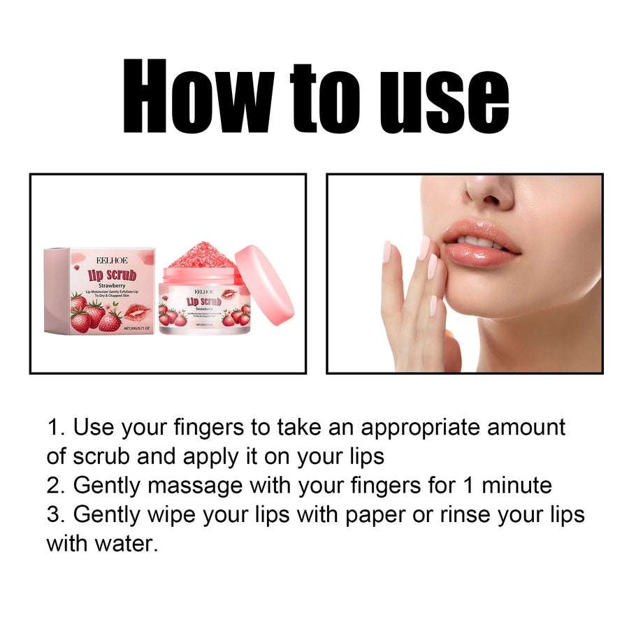 Lip Scrub for Dry Lips — Strawberry Exfoliates & Smooths