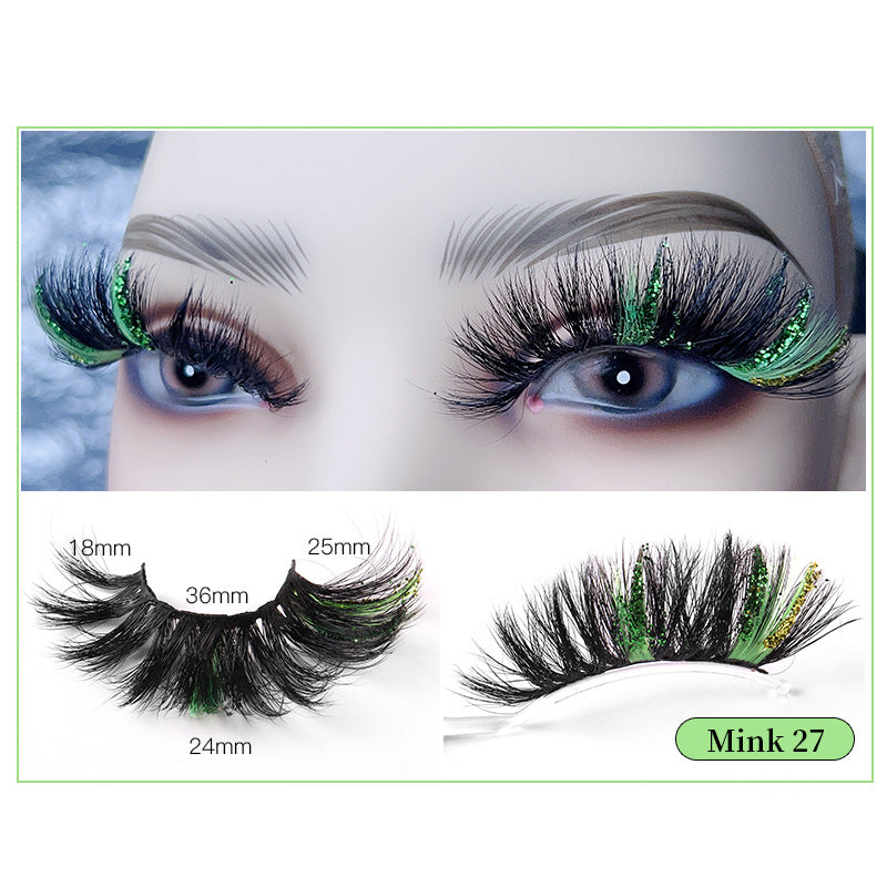 Pink Sequin Mink Lashes 25mm Dramatic Christmas Eyes