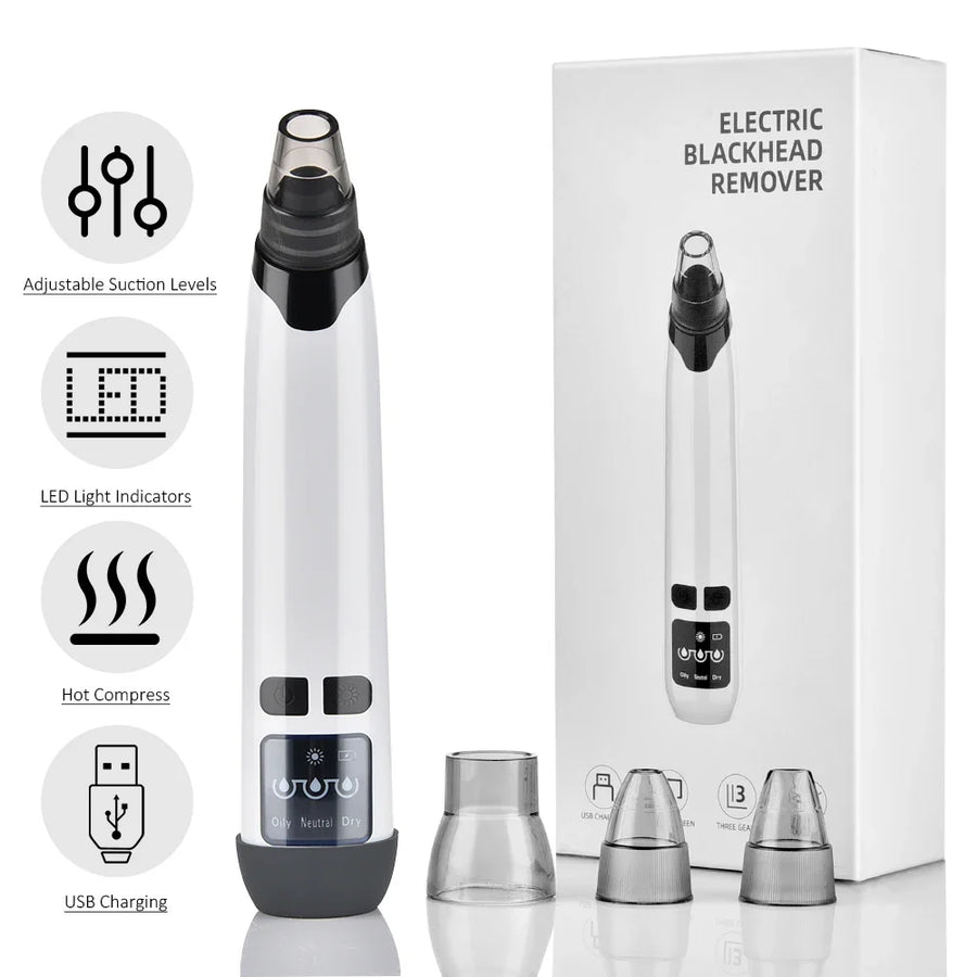 Pore Vacuum with Hot Compress — 3 Suction Levels for Clear