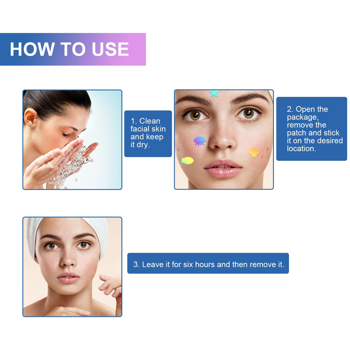 Cute Acne Patches Hydrocolloid 96-Pack Sea Shapes