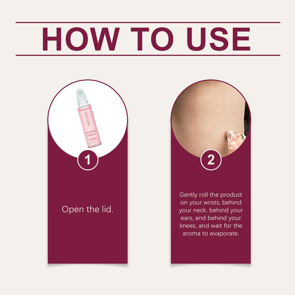 Rose Pheromone Roll-On Perfume for Women, Travel Size