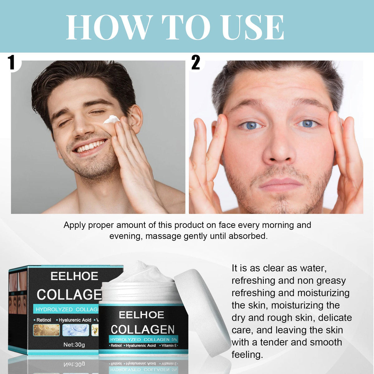 Men's Face Cream with Collagen & Retinol for Wrinkles