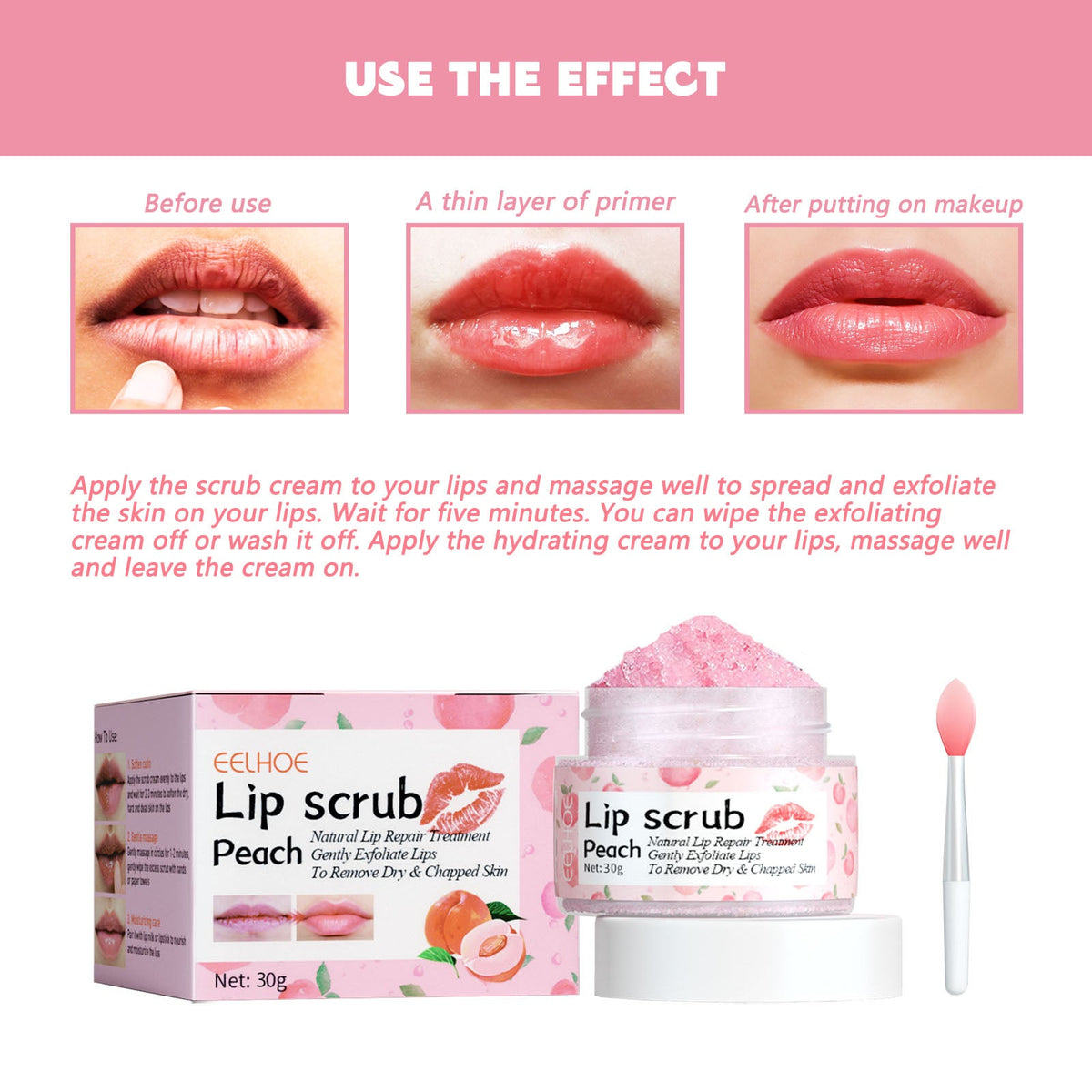 Peach Lip Scrub for Soft, Bright, Hydrated Lips