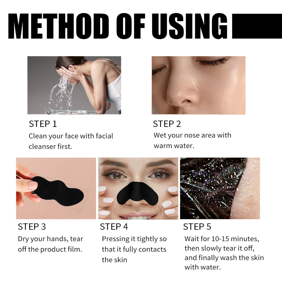 Bamboo Charcoal Nose Pore Strips for Blackhead Removal